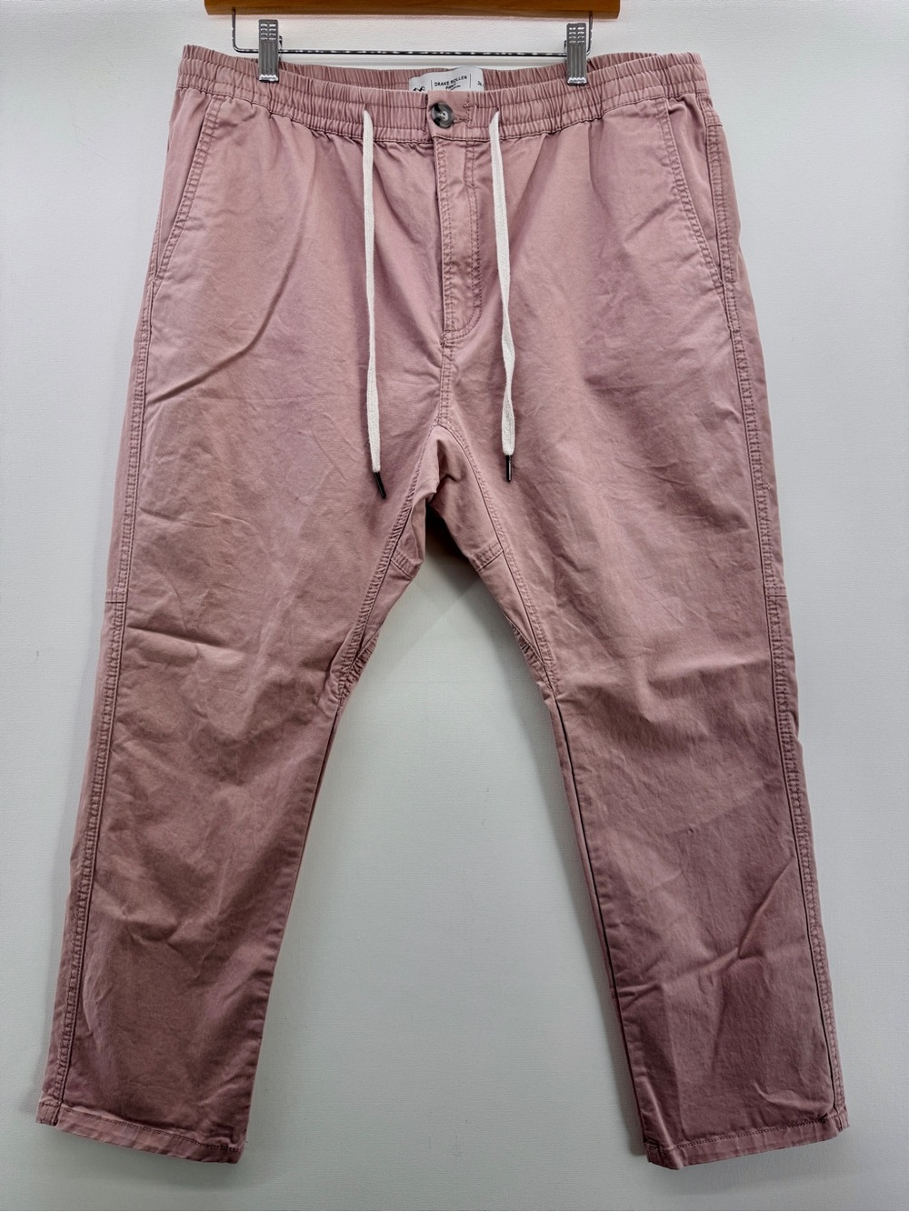Cotton On Men's Drake Roller Pants Drawstring Elastic Waist Chino Pink Size 36